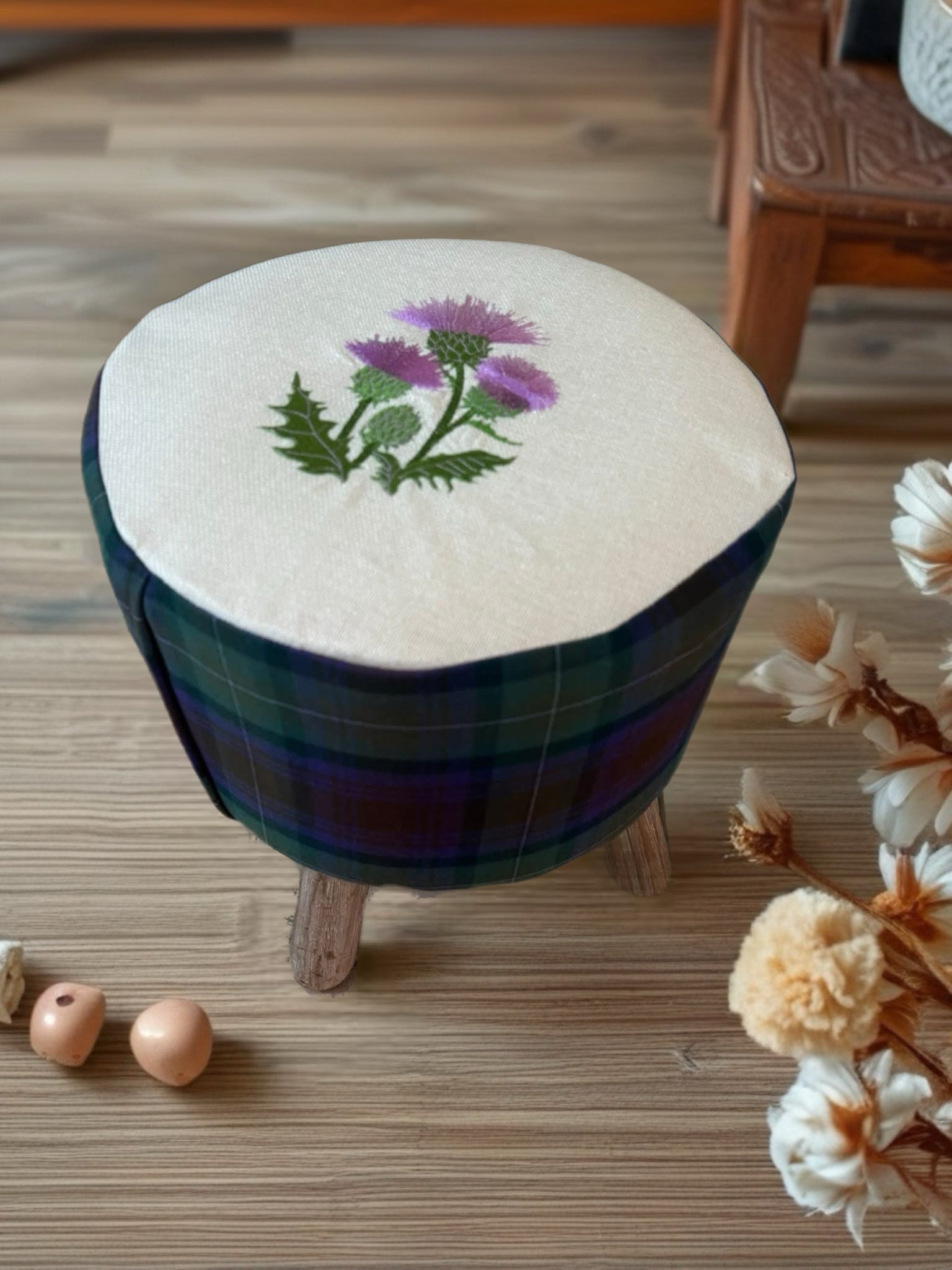 Tartan and Thistle foot stool
